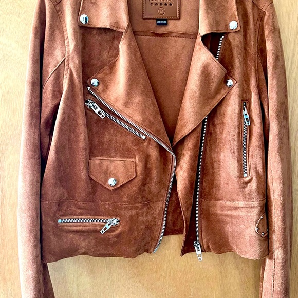 BLANK NYC moto jacket faux suede coffee bean sz M - Picture 2 of 6